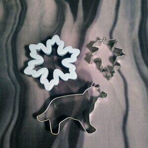 Cookie cutter lot- German Shepherd, snowflake, & leaf